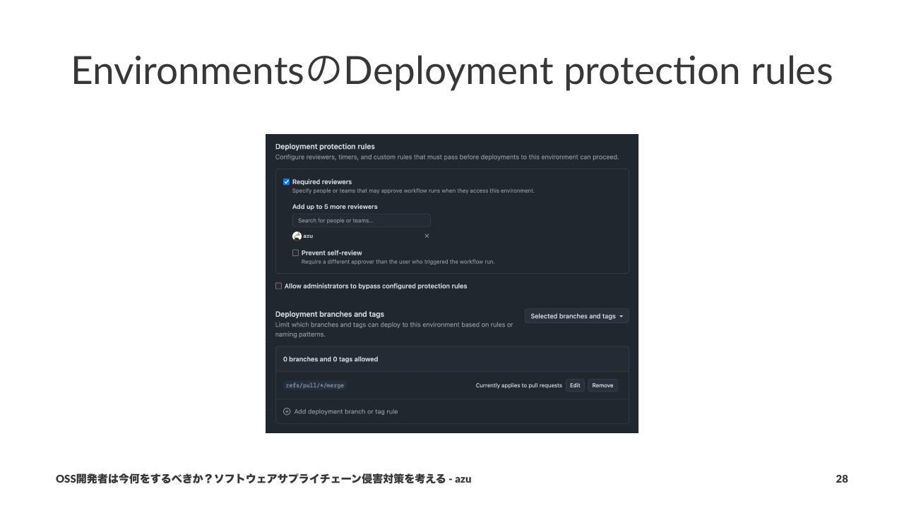GitHub EnvironmentsのDeployment protection rules